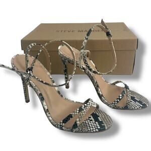 Steve Madden Snakeskin strappy heels size 6 ankle strap stiletto open toe dressy
